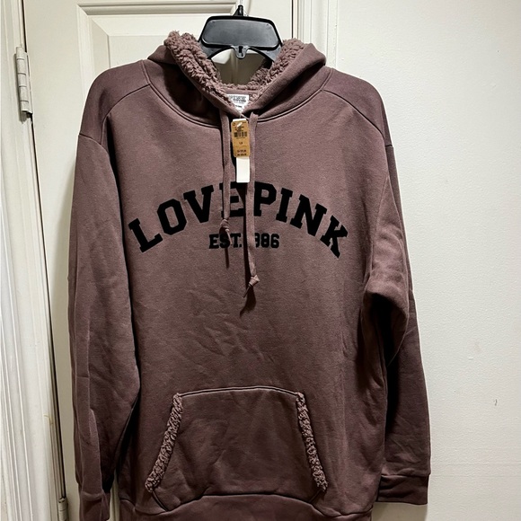 NWT Pink VS Love Pink sweatshirt with Sherpa and hoodie - Picture 12 of 16